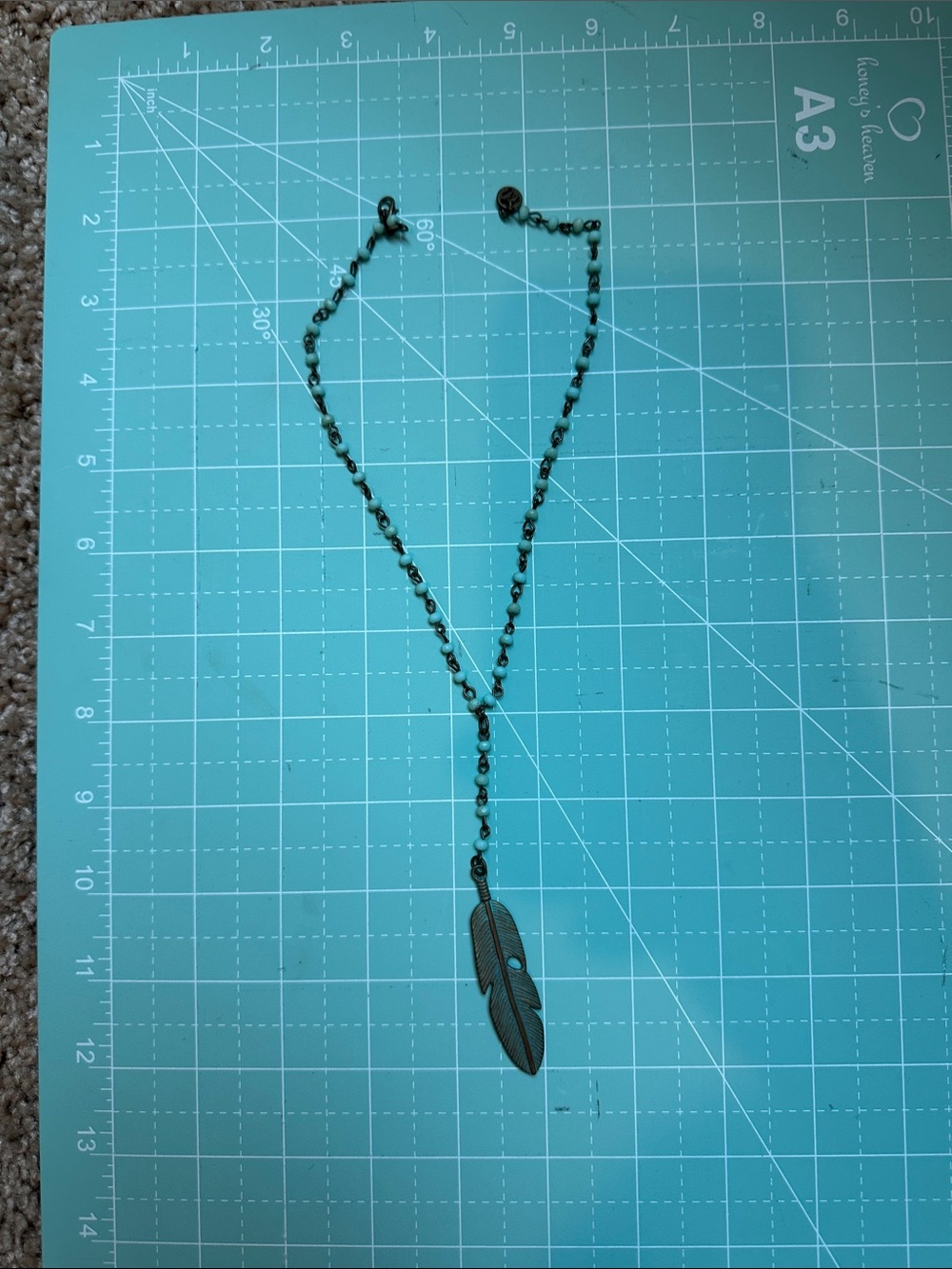 Boho Feather Pendant Necklace in Gunmetal